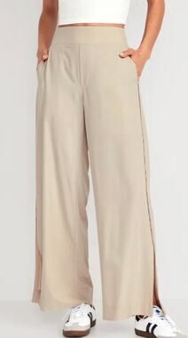 Old Navy StretchTech High-Waist Wide-Leg Split Pants 3X NWT Stone Quick-Dry